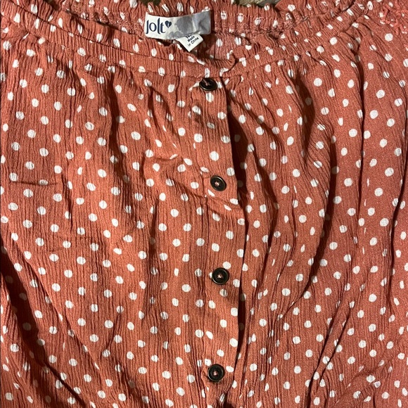 Jolt Rust Polka Dot Off-Shoulder Blouse - Picture 2 of 6